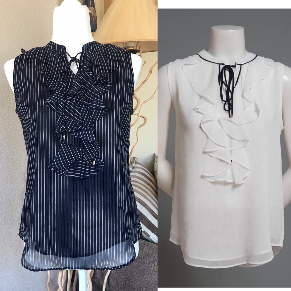 🔹Tommy Hilfiger Sleeveless Ruffle Front Blouse